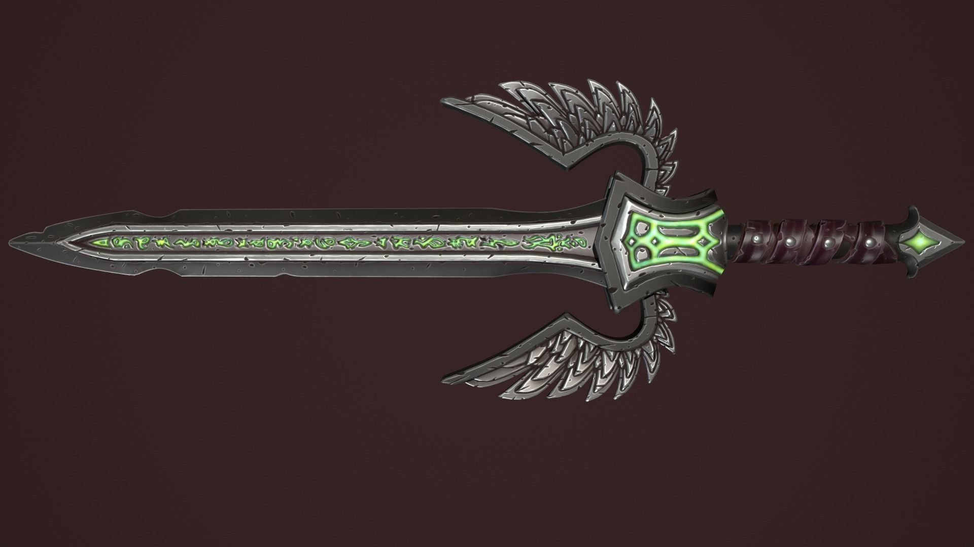 Rune sword Low-poly 3D model_7