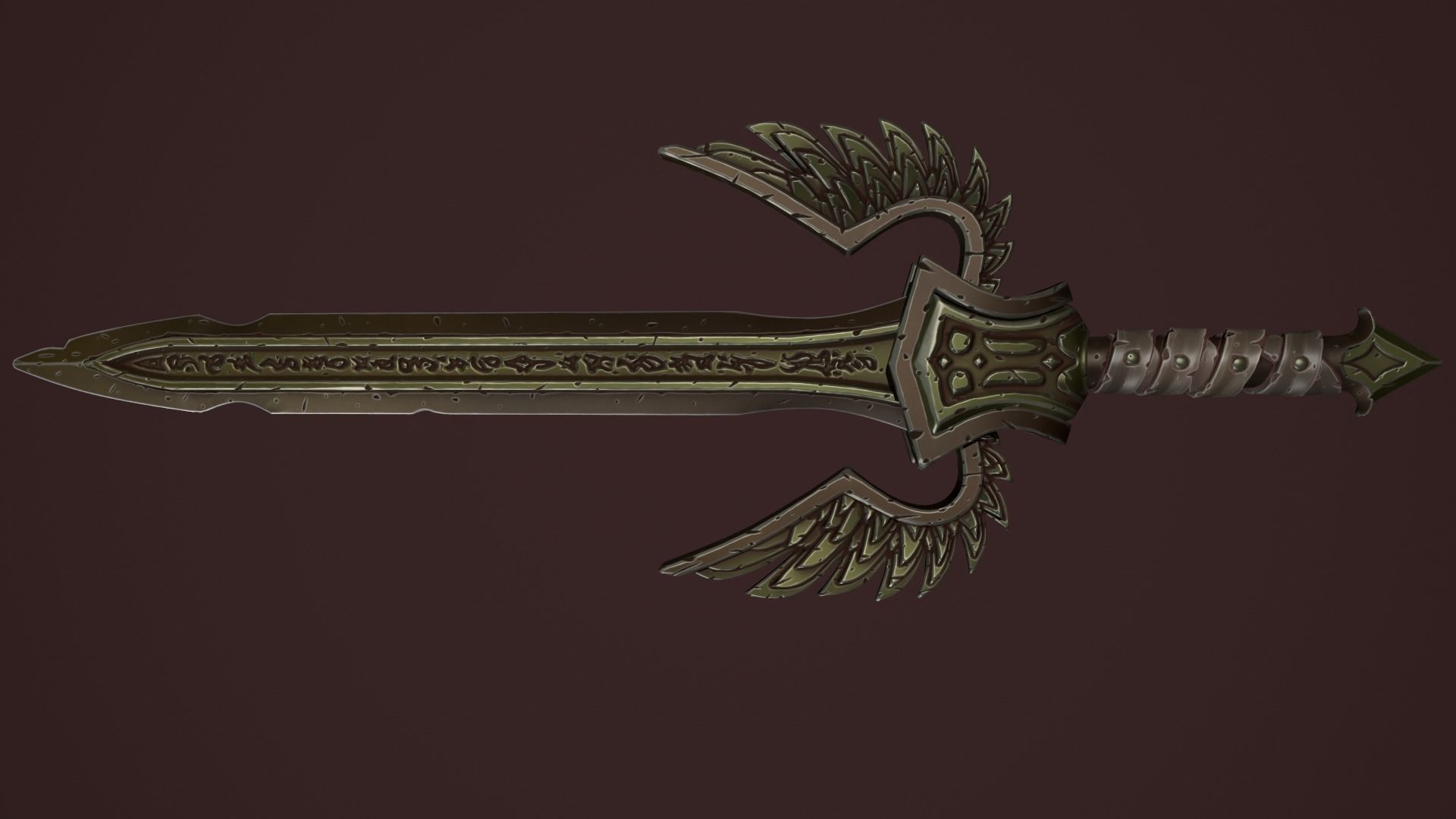 Rune sword Low-poly 3D model_16