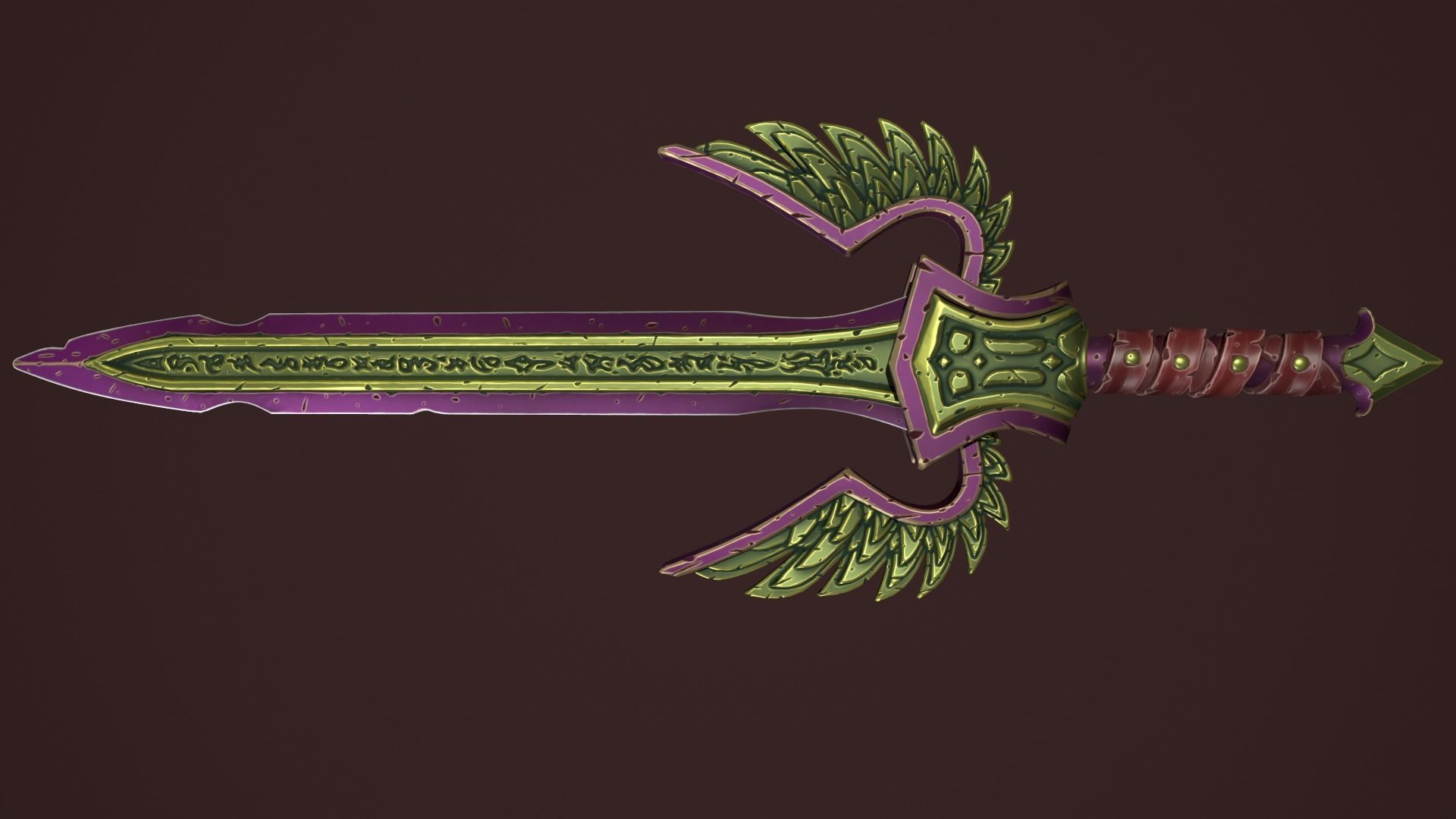 Rune sword Low-poly 3D model_10