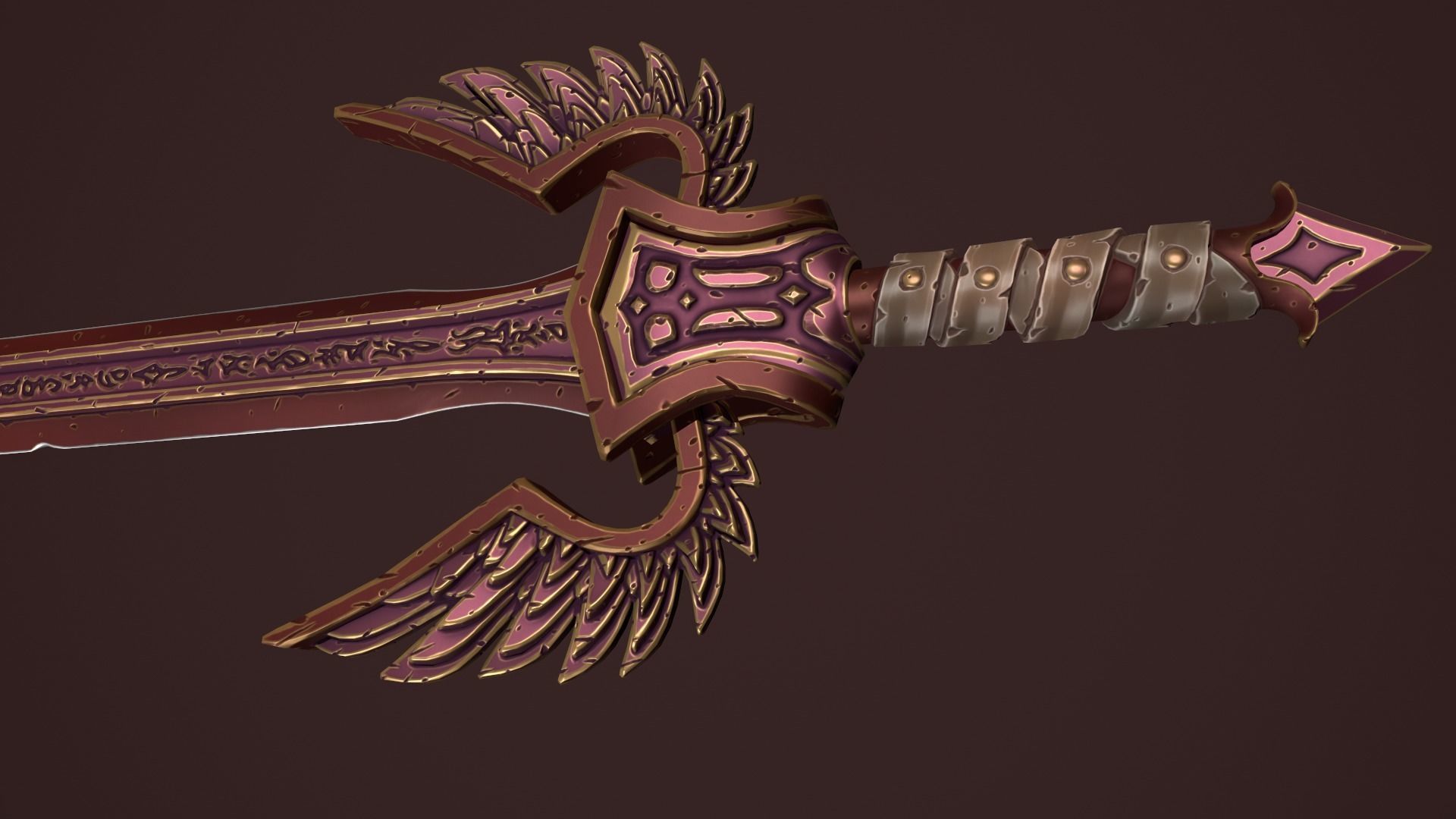 Rune sword Low-poly 3D model_25