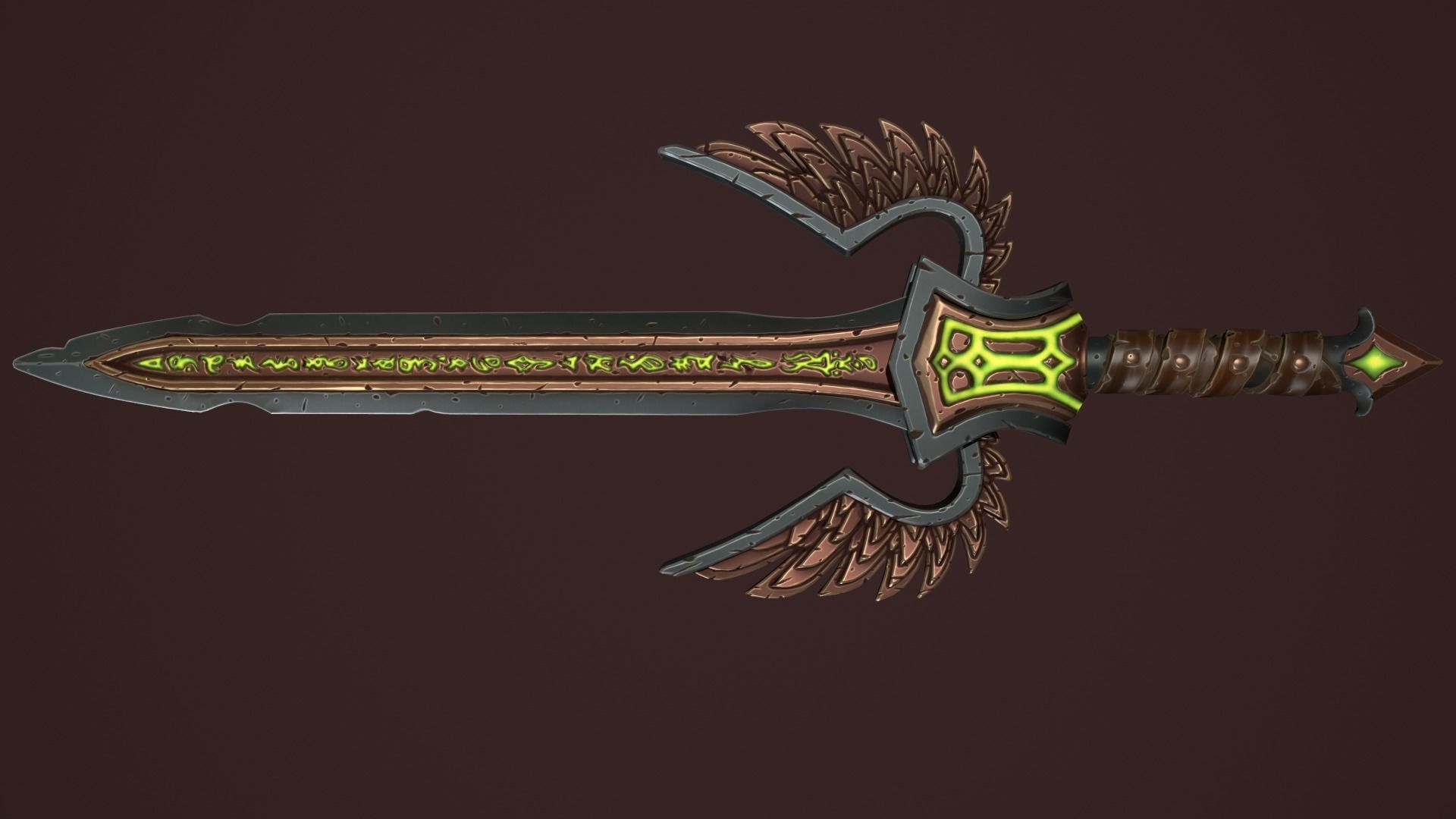 Rune sword Low-poly 3D model_2
