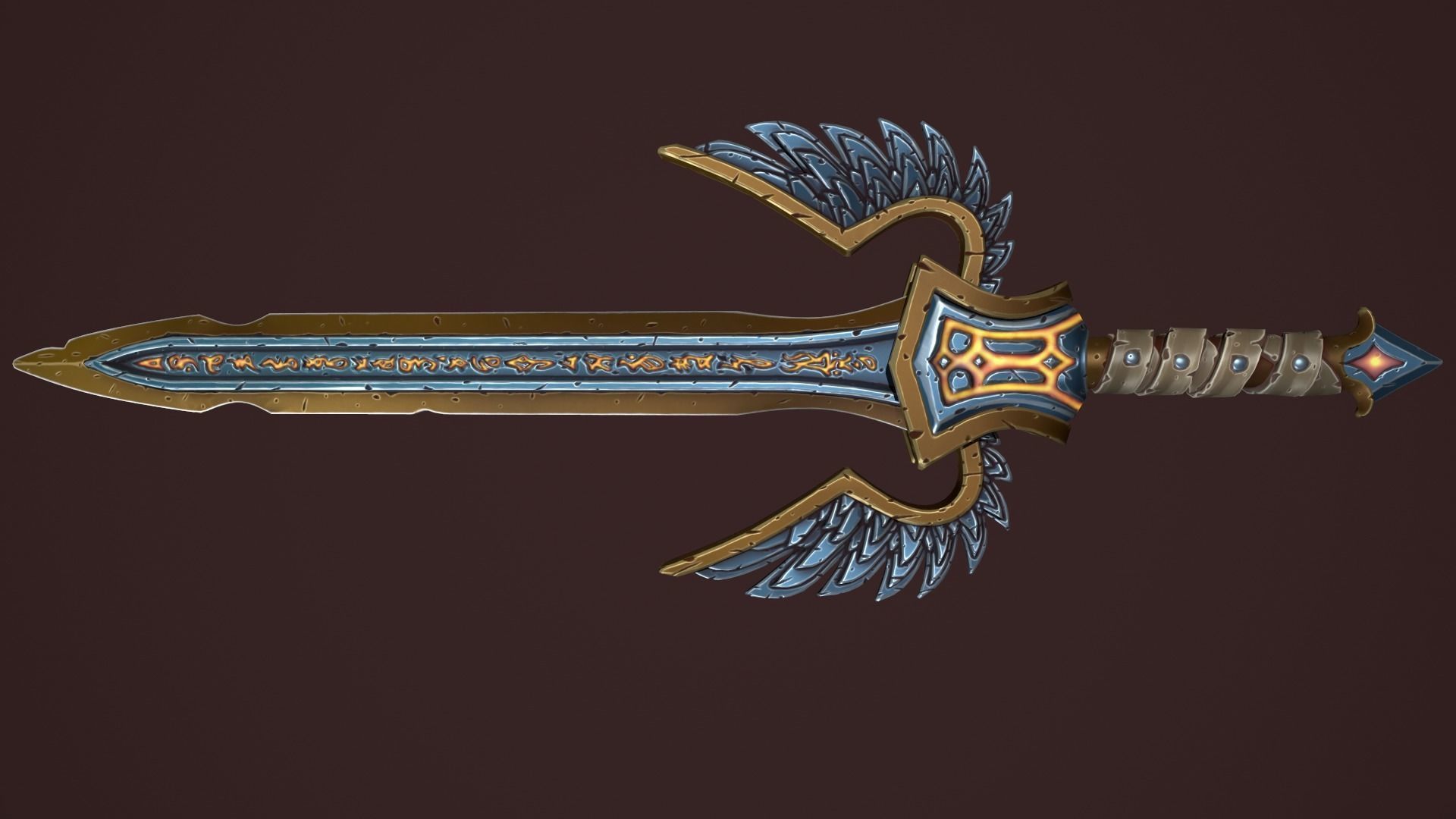 Rune sword Low-poly 3D model_9