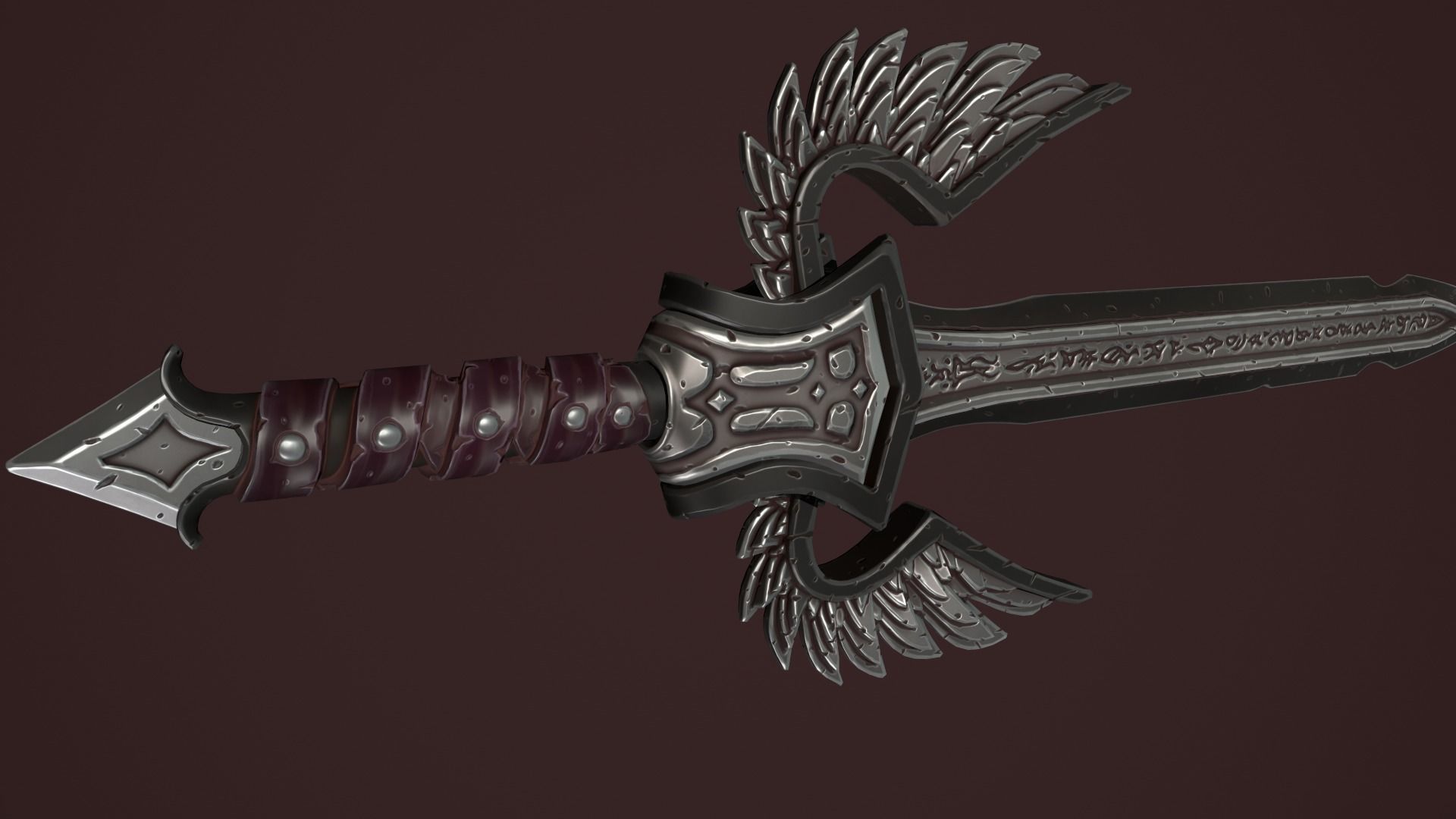 Rune sword Low-poly 3D model_23