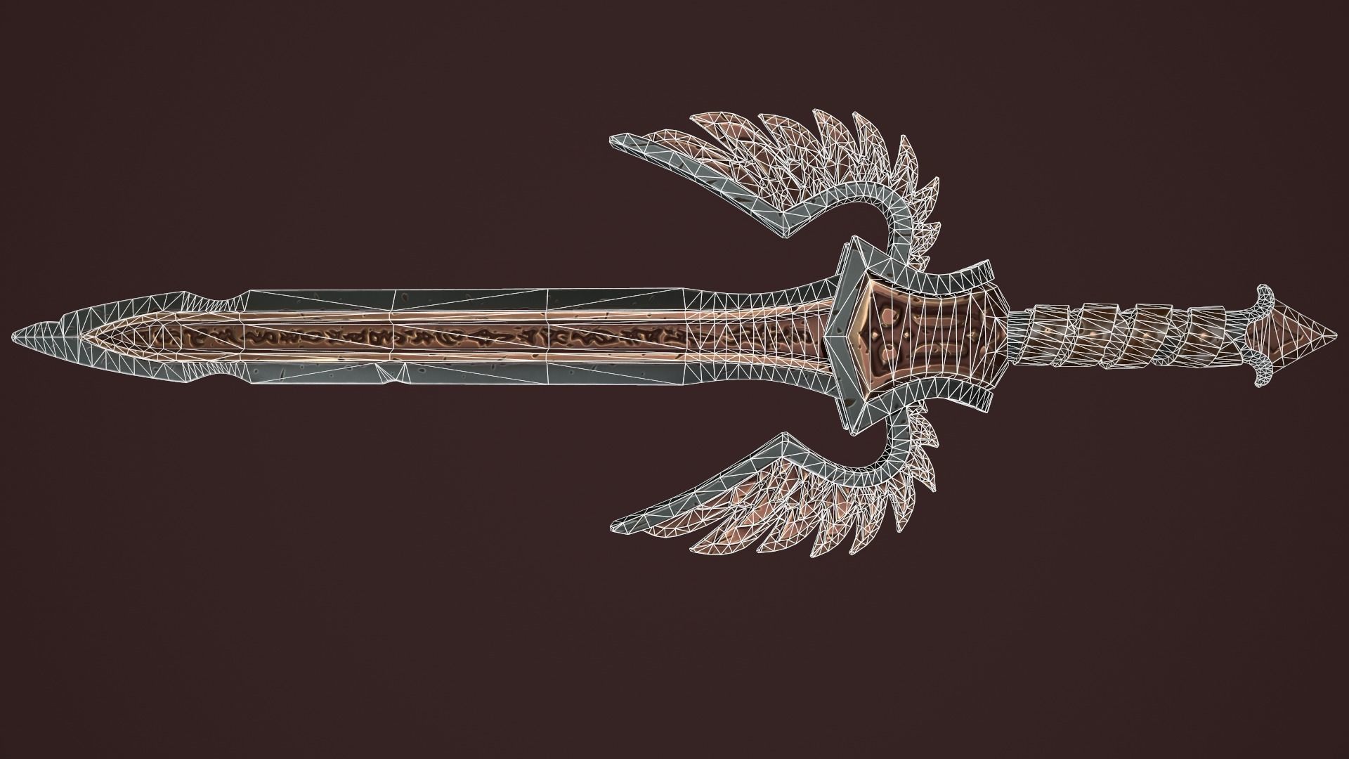 Rune sword Low-poly 3D model_3