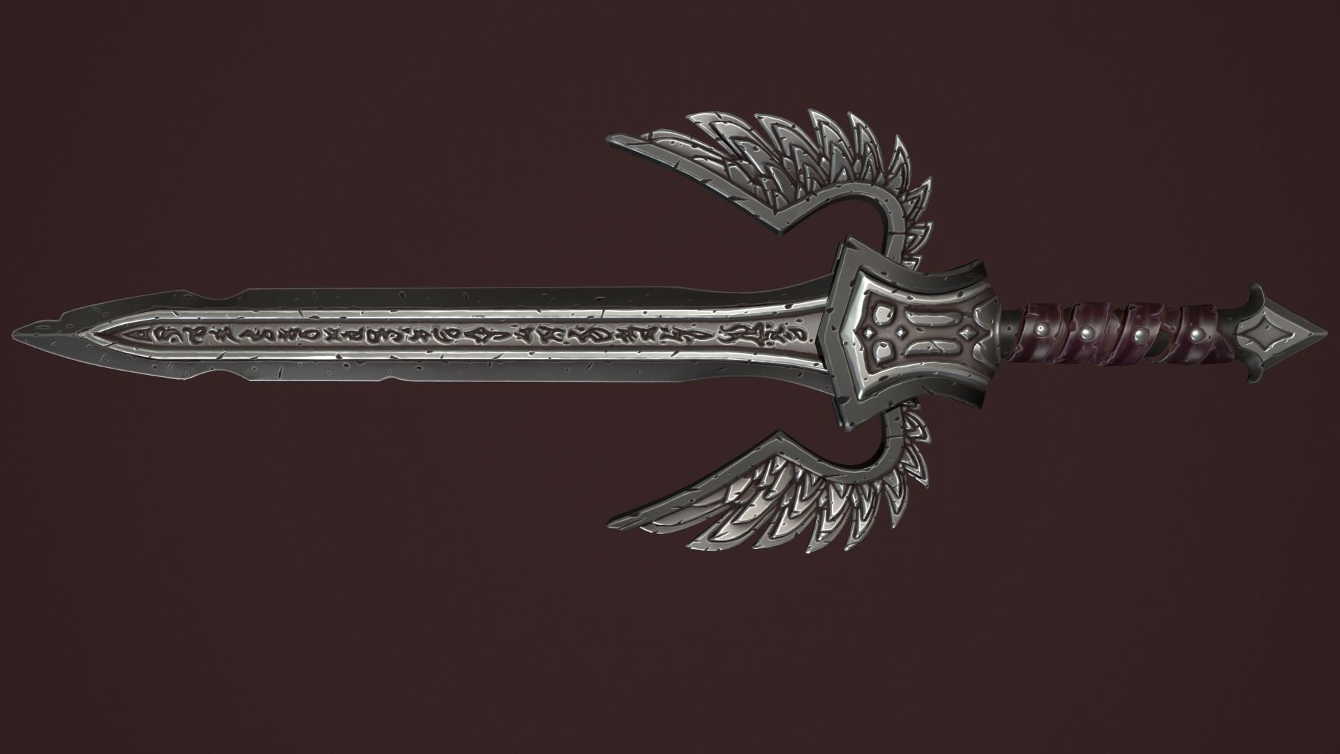 Rune sword Low-poly 3D model_6