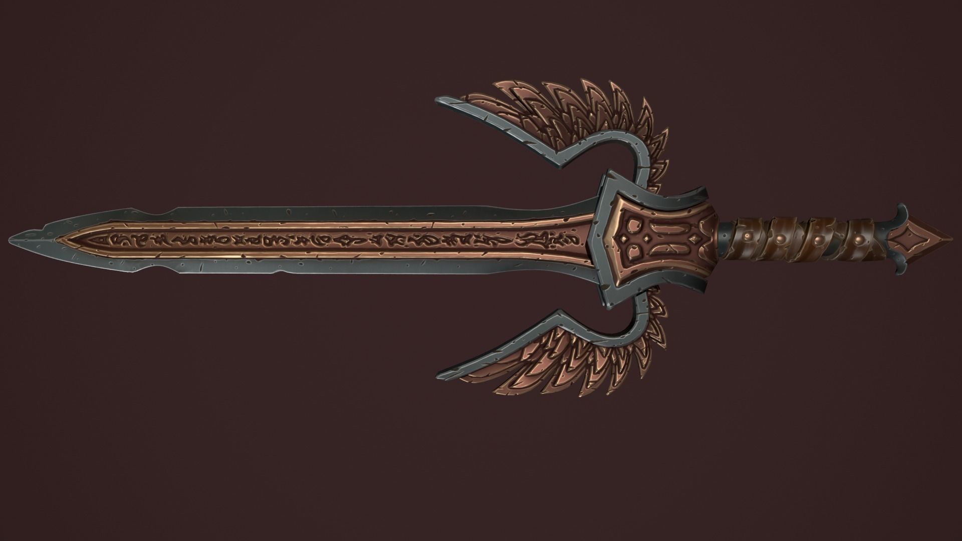 Rune sword Low-poly 3D model_1