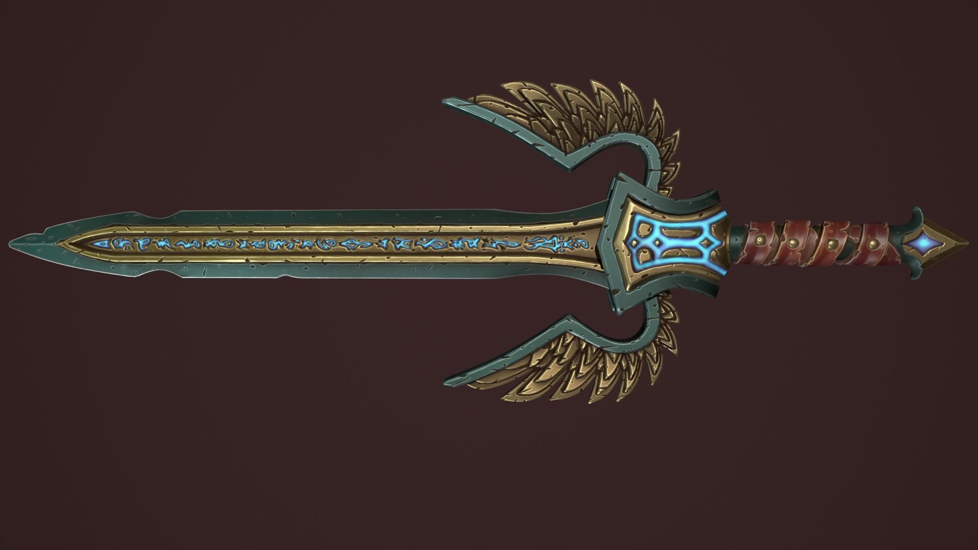 Rune sword Low-poly 3D model_5