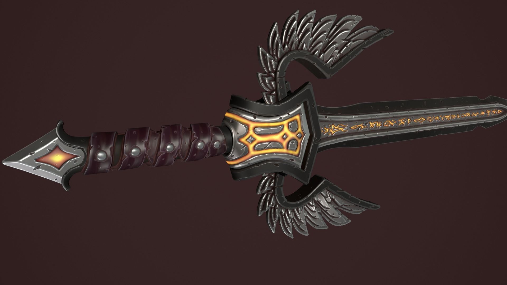 Rune sword Low-poly 3D model_24