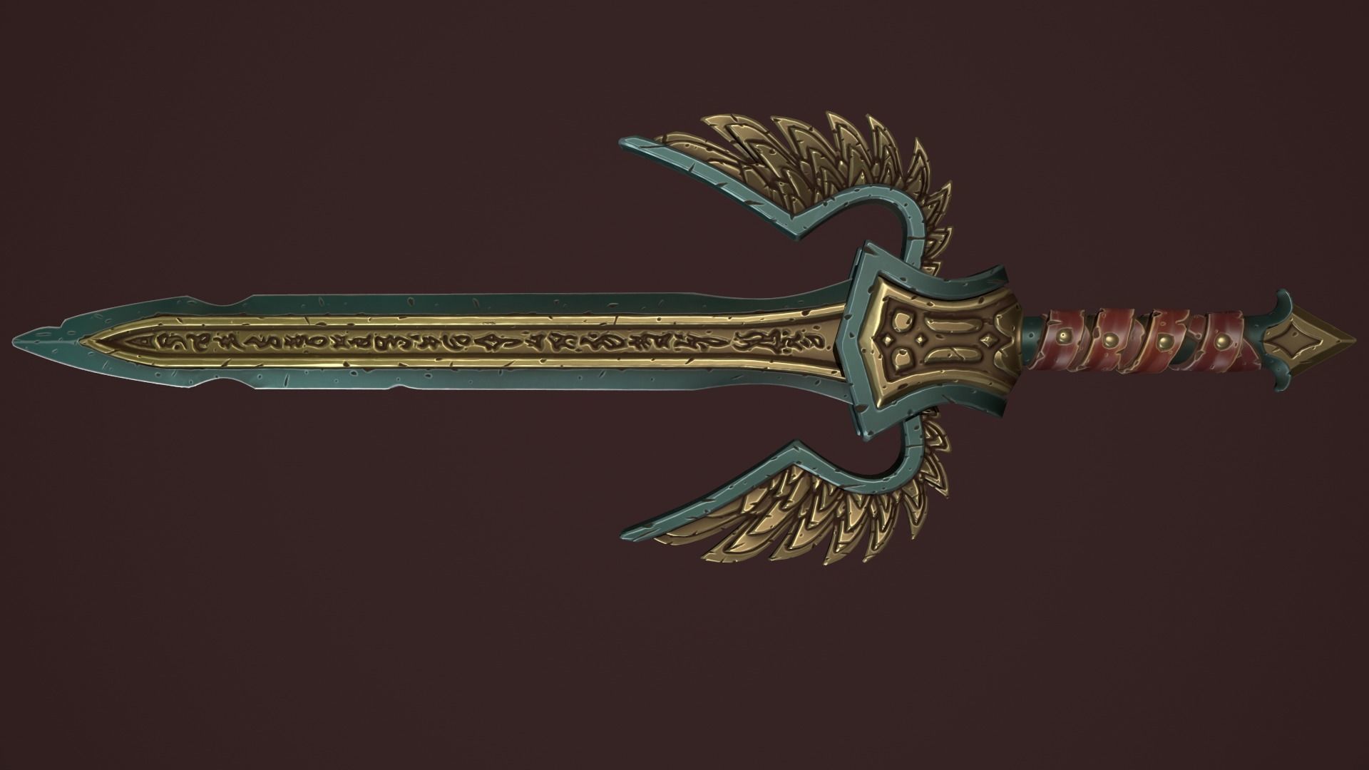Rune sword Low-poly 3D model_4