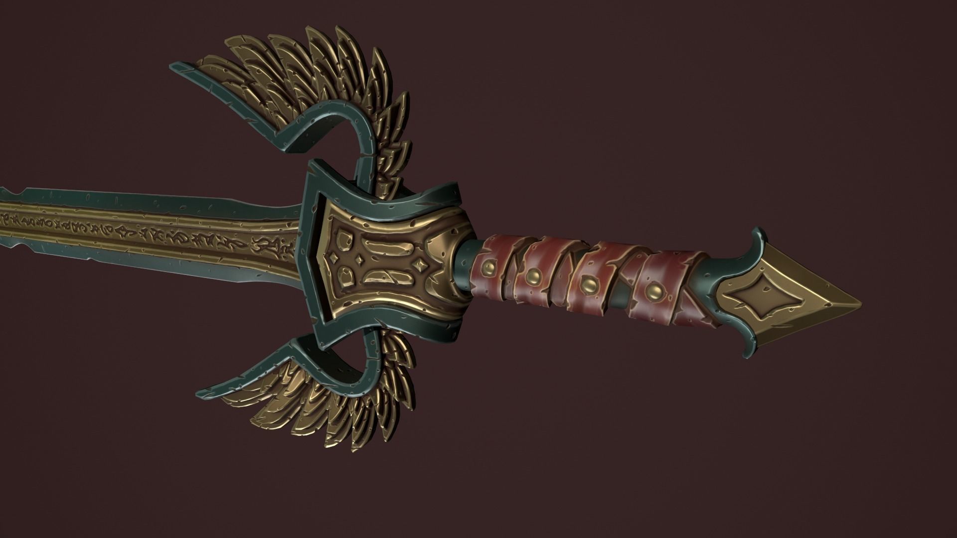Rune sword Low-poly 3D model_20