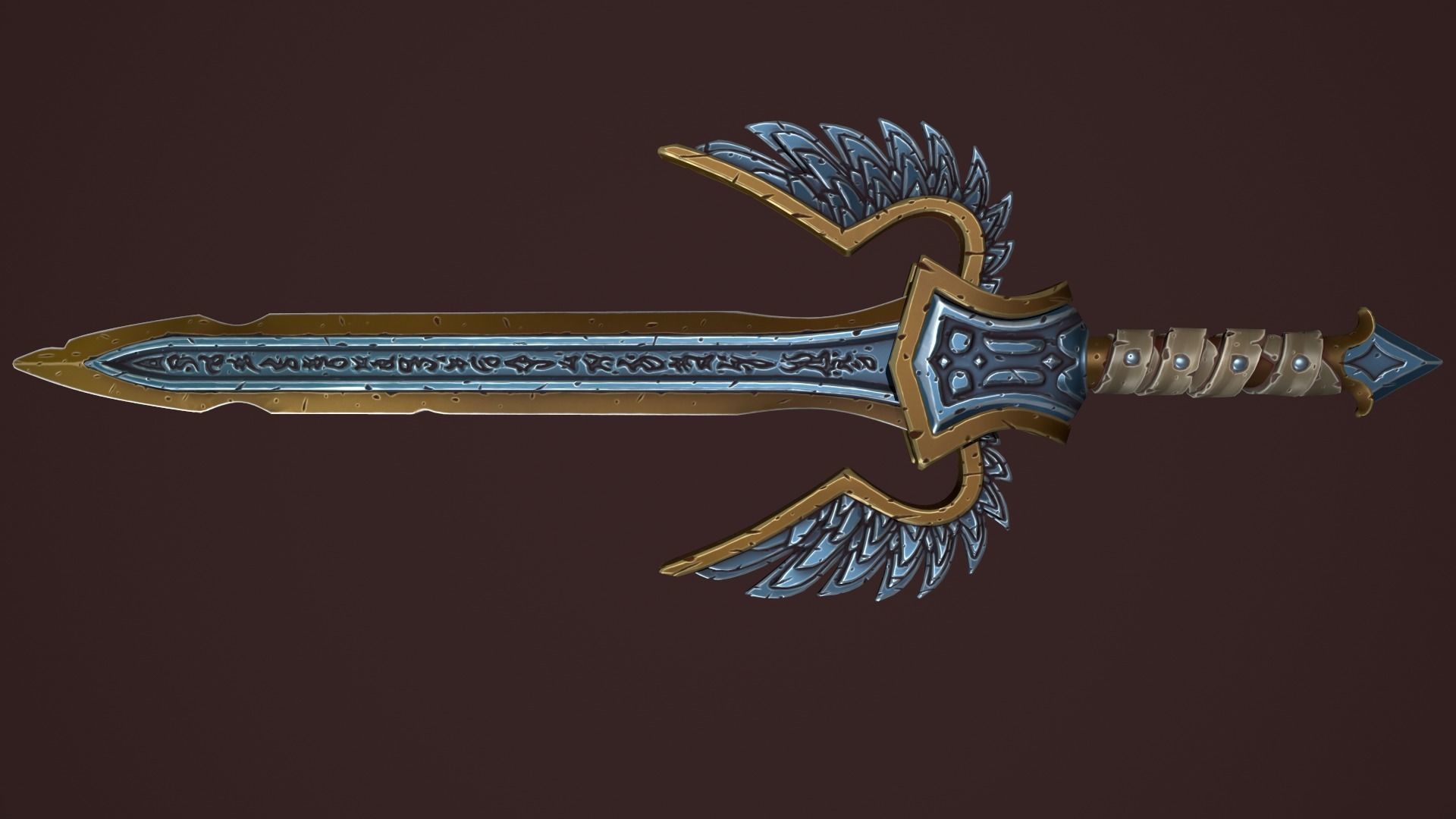 Rune sword Low-poly 3D model_8