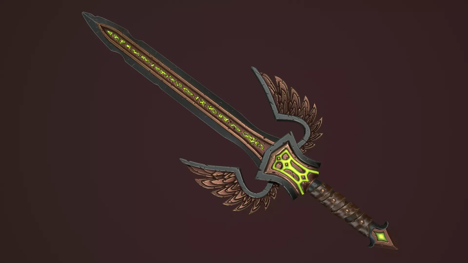 Rune sword Low-poly 3D model_0
