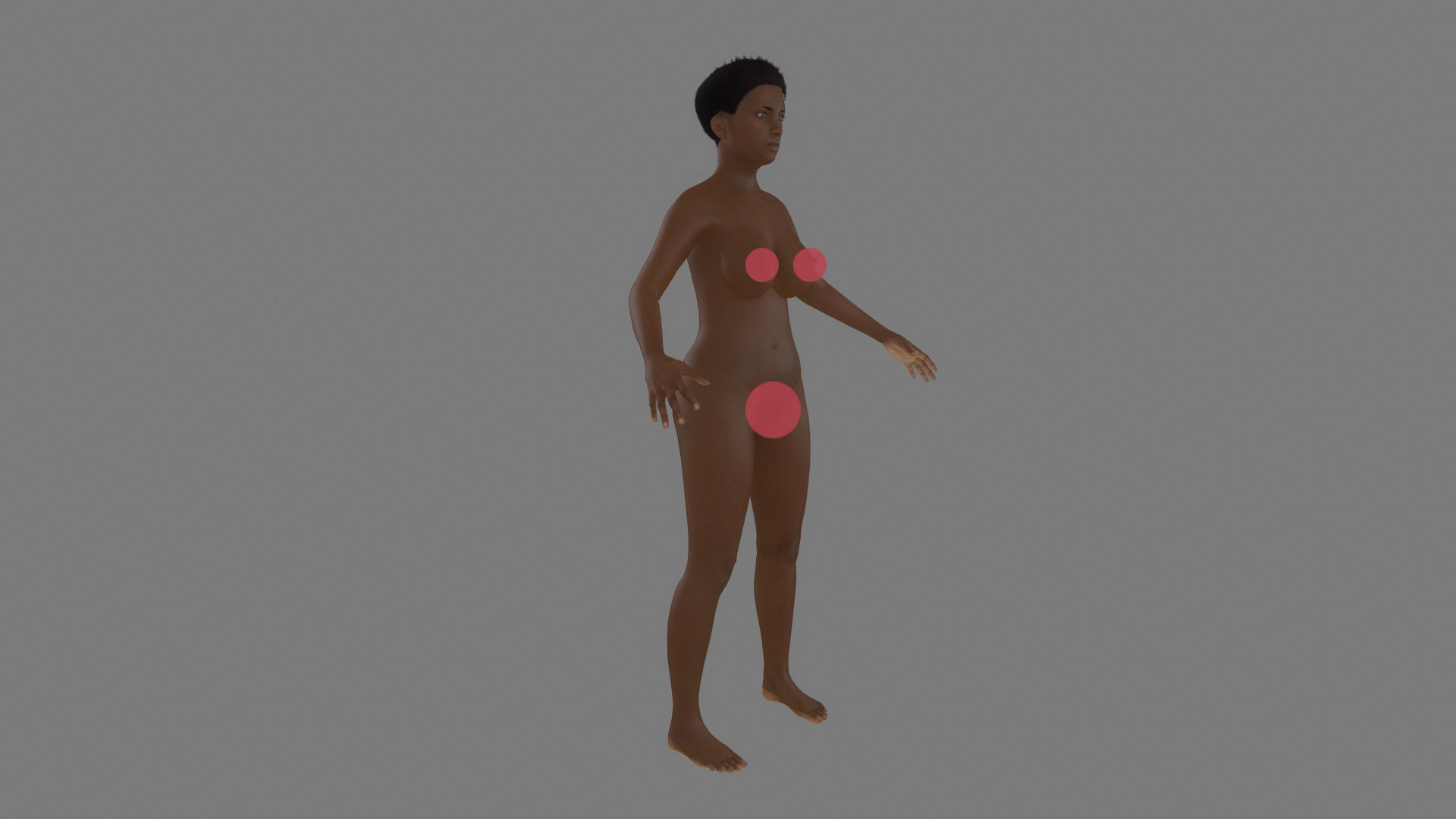 Afro Woman rigged Low-poly 3D model_8
