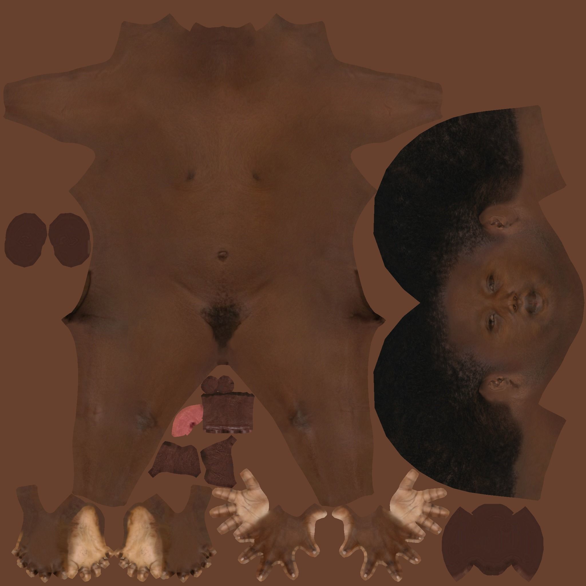 Afro Woman rigged Low-poly 3D model_17