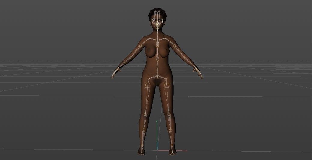 Afro Woman rigged Low-poly 3D model_18