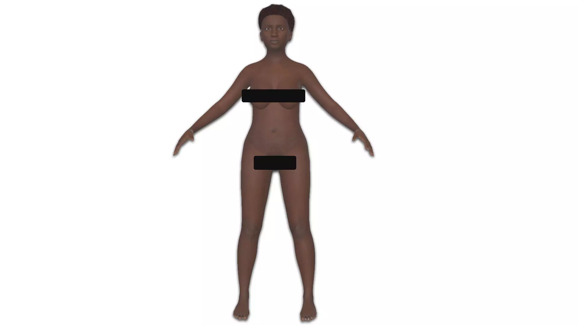Afro Woman rigged Low-poly 3D model_0