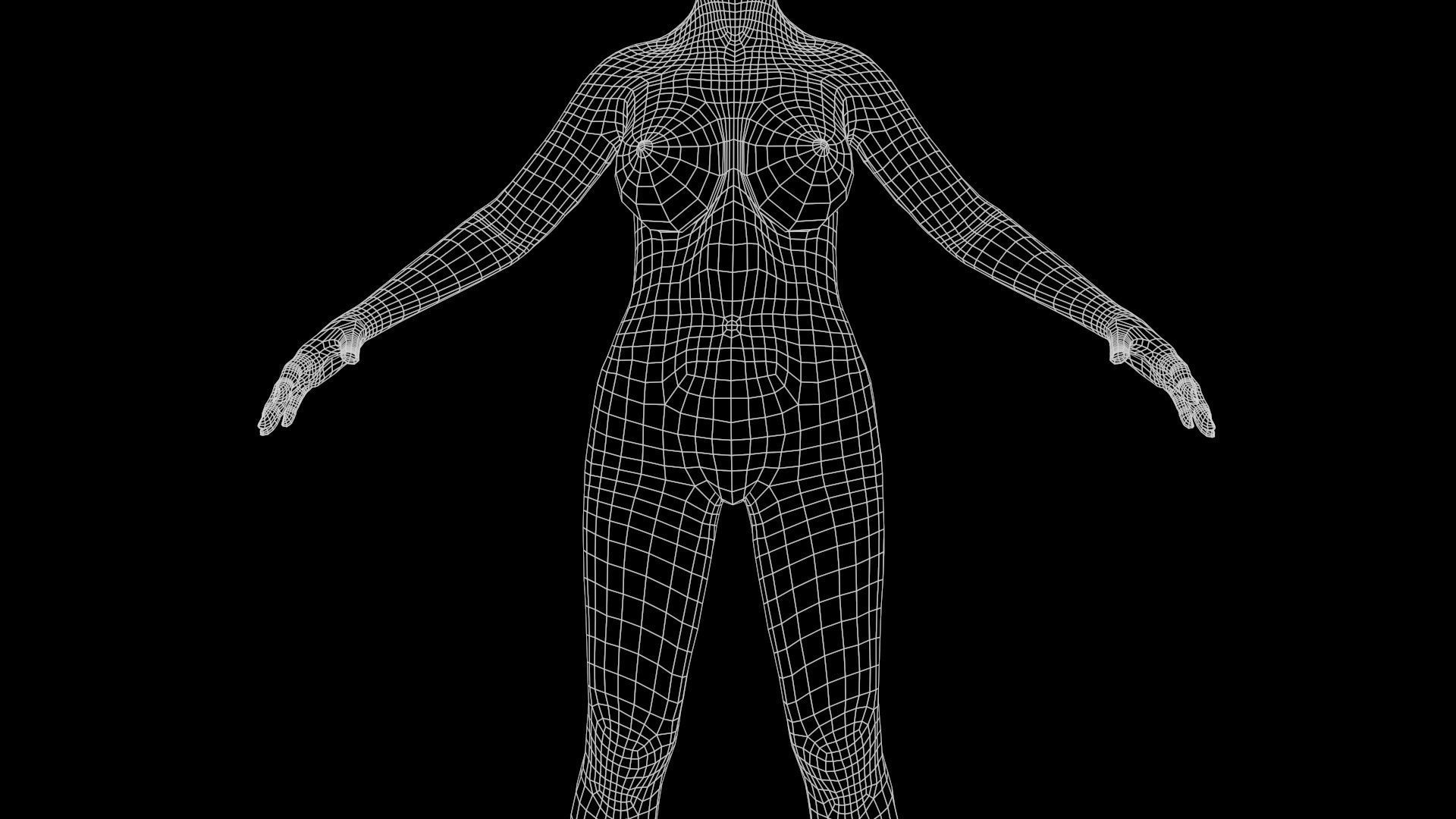 Afro Woman rigged Low-poly 3D model_11