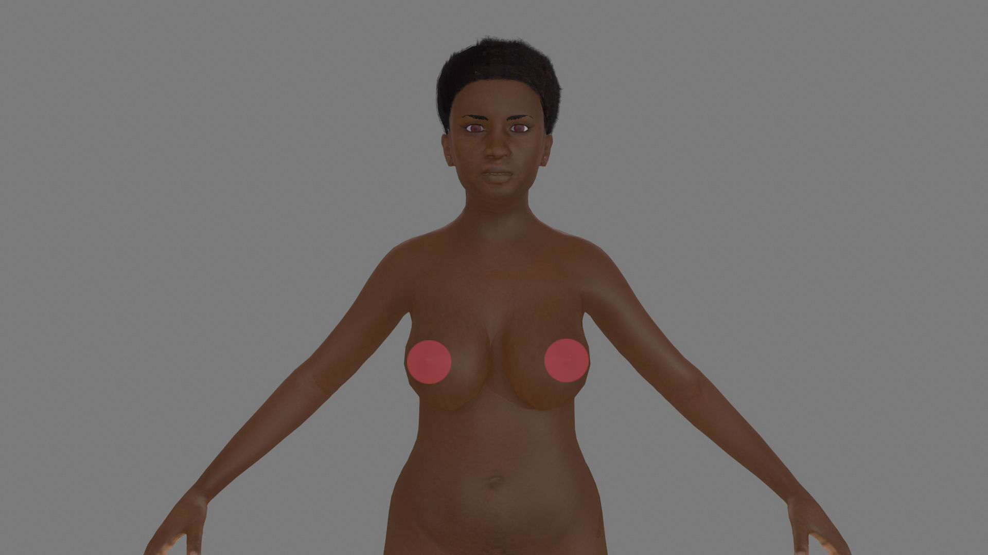 Afro Woman rigged Low-poly 3D model_7