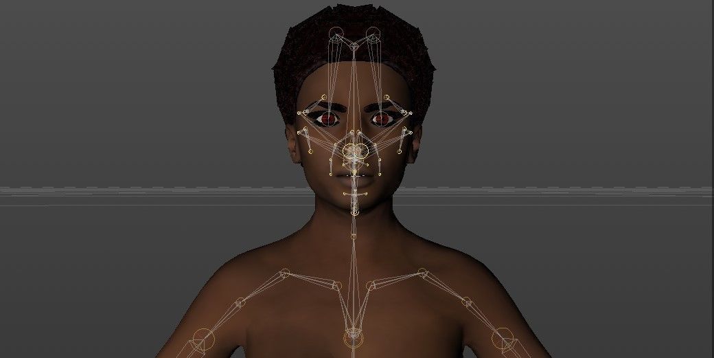 Afro Woman rigged Low-poly 3D model_19