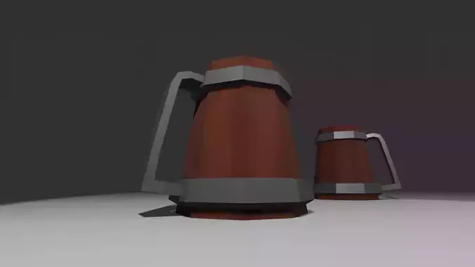 Low poly mug two beer mugs