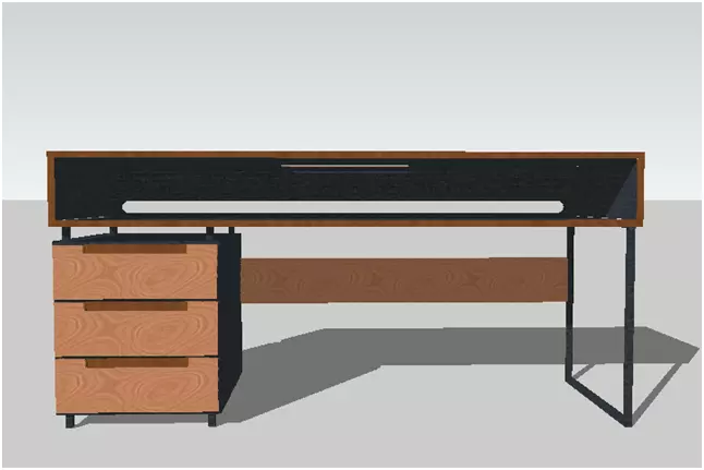 3D WORKBENCE desk with two drawers and shelf Low-poly 3D model_0