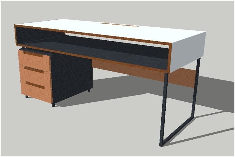 3D WORKBENCE desk with two drawers and shelf Low-poly 3D model_2