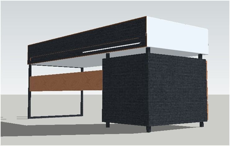 3D WORKBENCE desk with two drawers and shelf Low-poly 3D model_3
