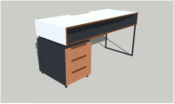 3D WORKBENCE desk with two drawers and shelf Low-poly 3D model_4