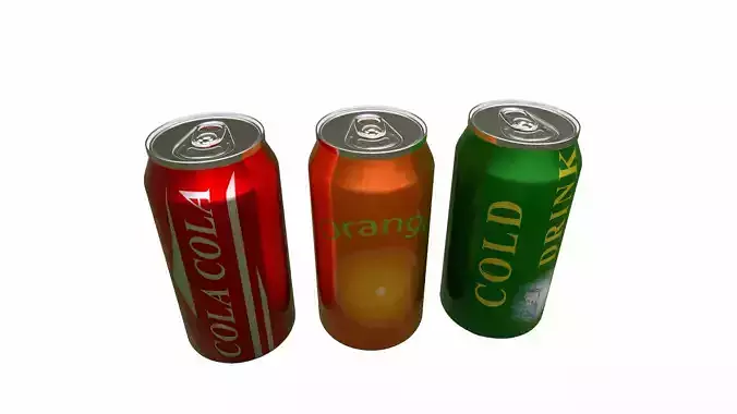 Aluminum can of cola drink and orange drink and cold drink
