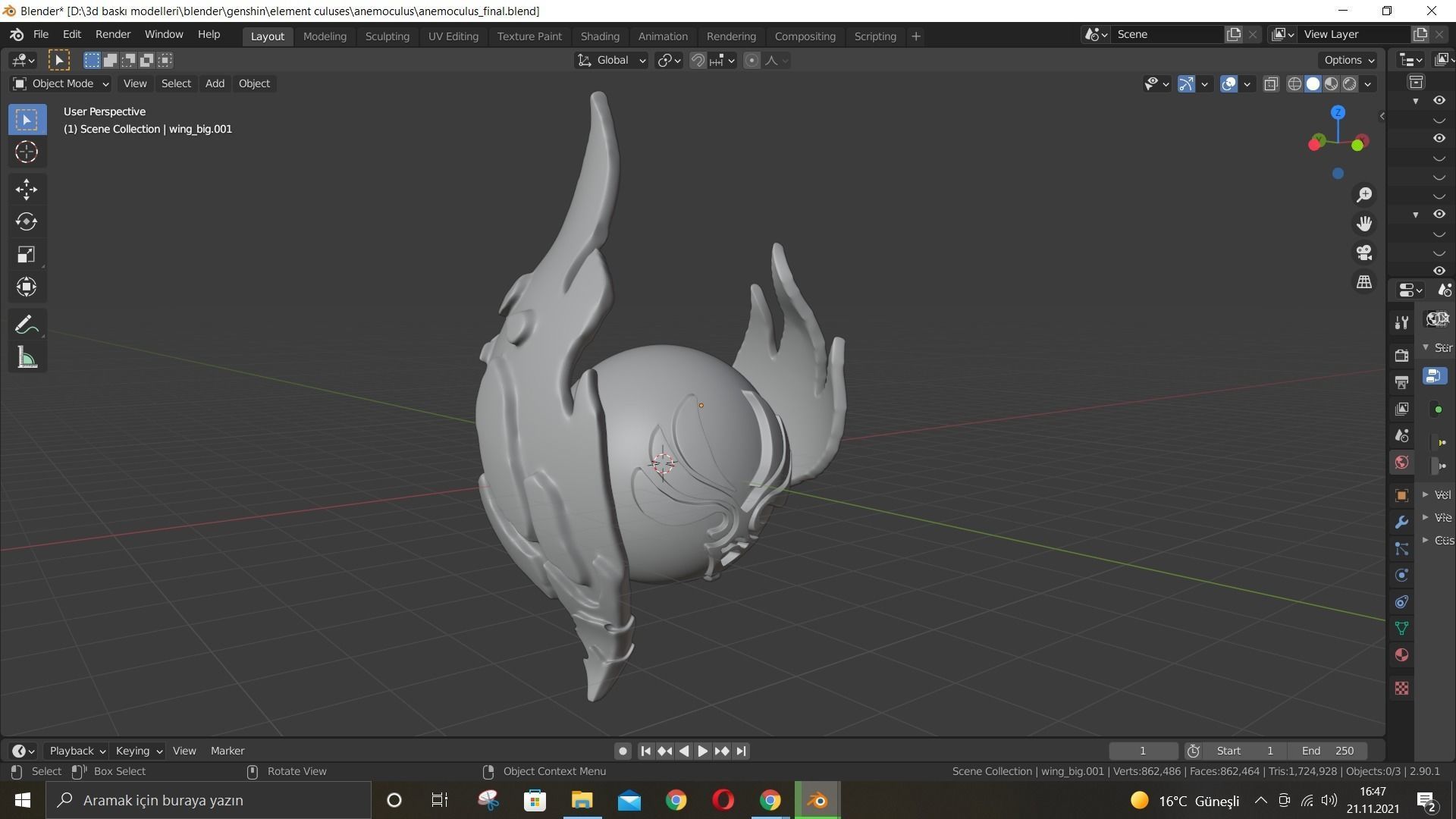 Anemoculus Genshin Impact With LED slots 3D Print Ready 3D print model_9