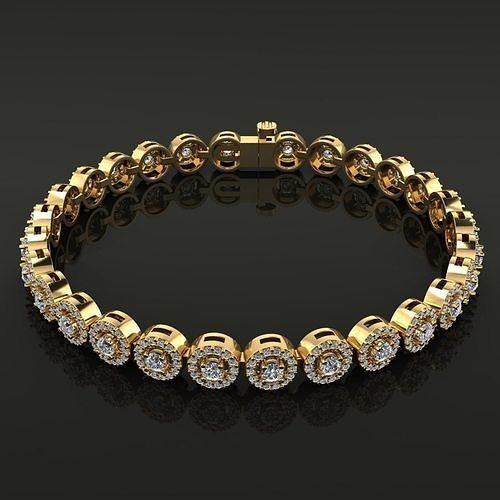 Diamond Round Halo Bracelet 3D print model