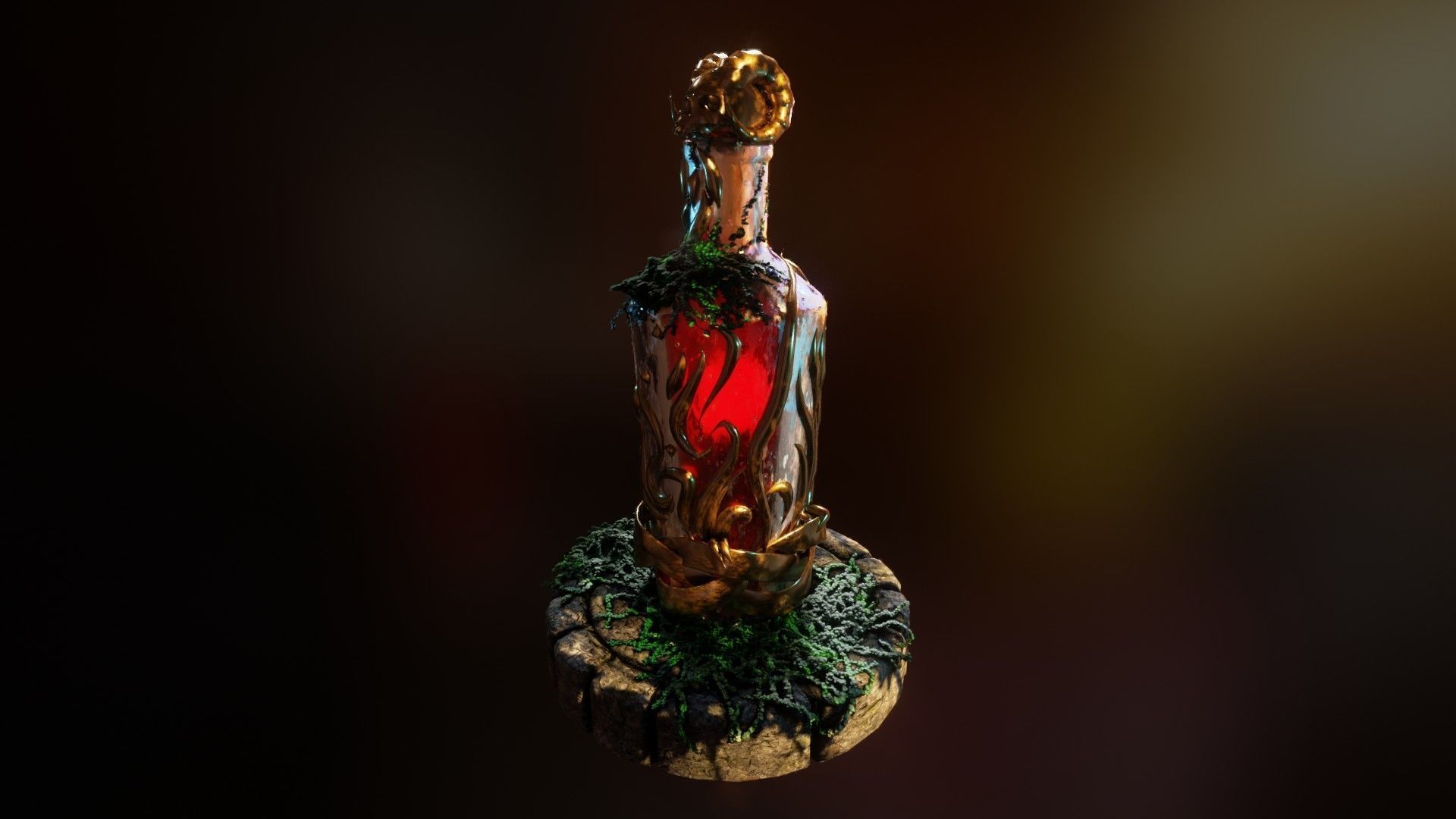 Fancy skull bottle Low-poly 3D model_5