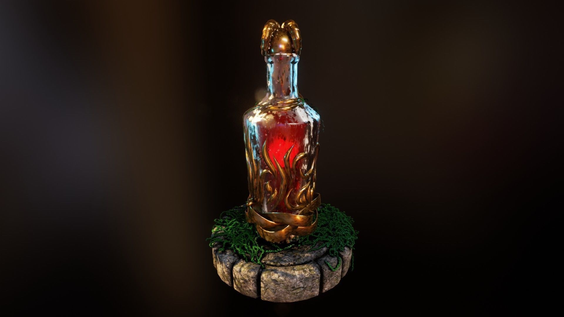 Fancy skull bottle Low-poly 3D model_9