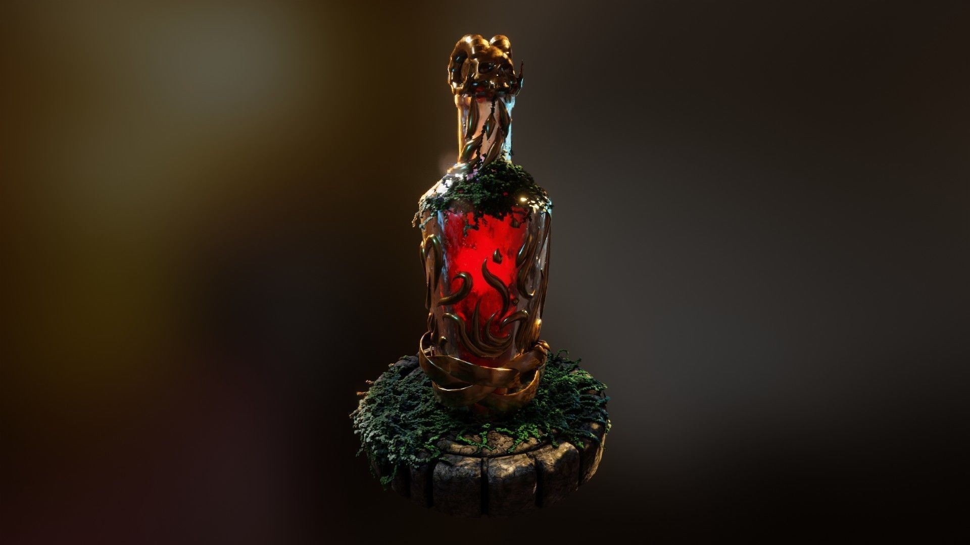 Fancy skull bottle Low-poly 3D model_3