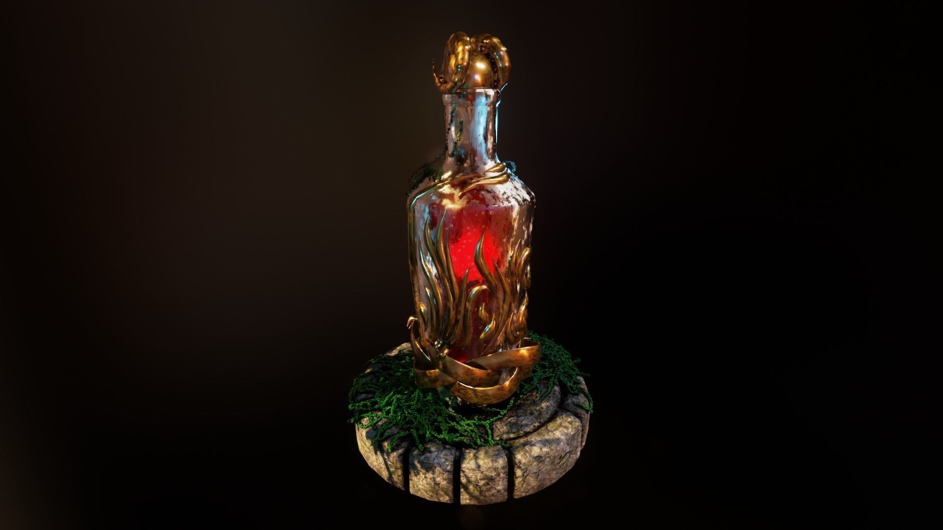 Fancy skull bottle Low-poly 3D model_8