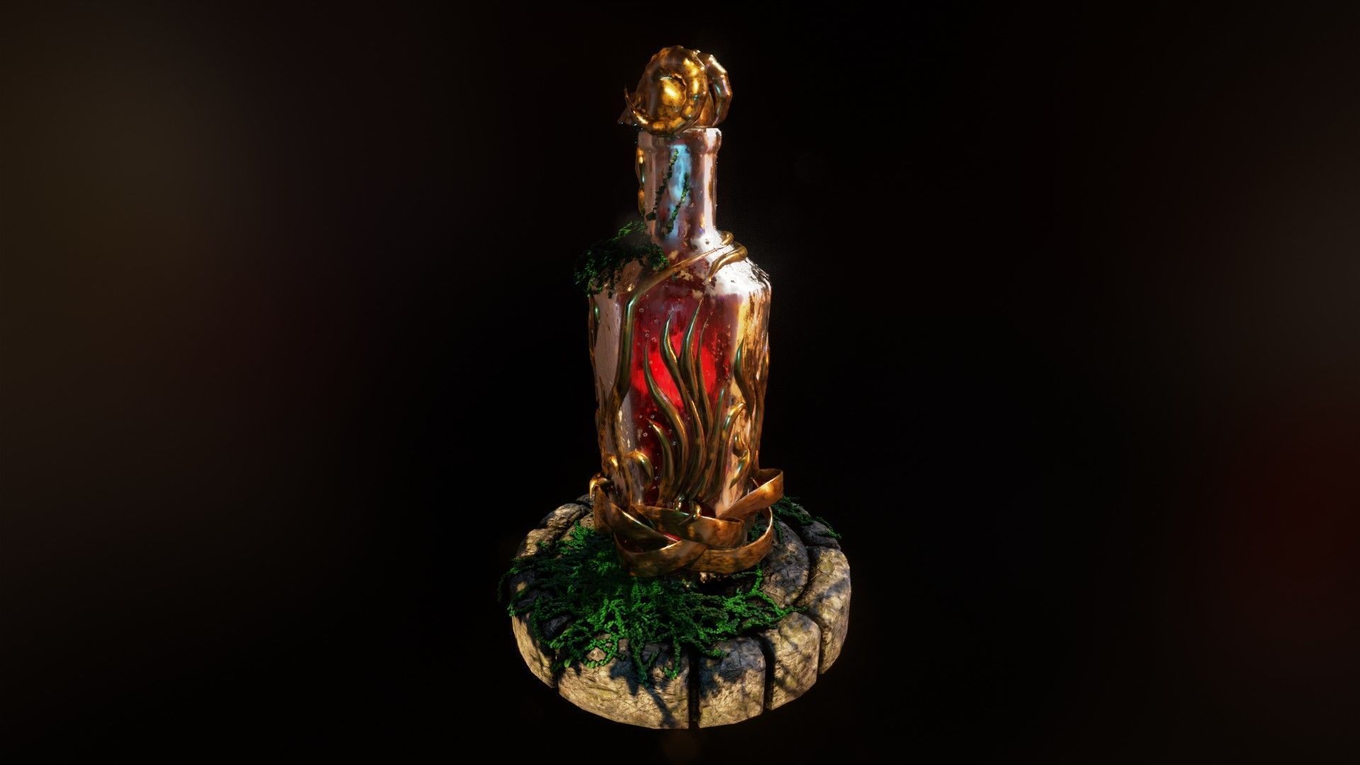 Fancy skull bottle Low-poly 3D model_7