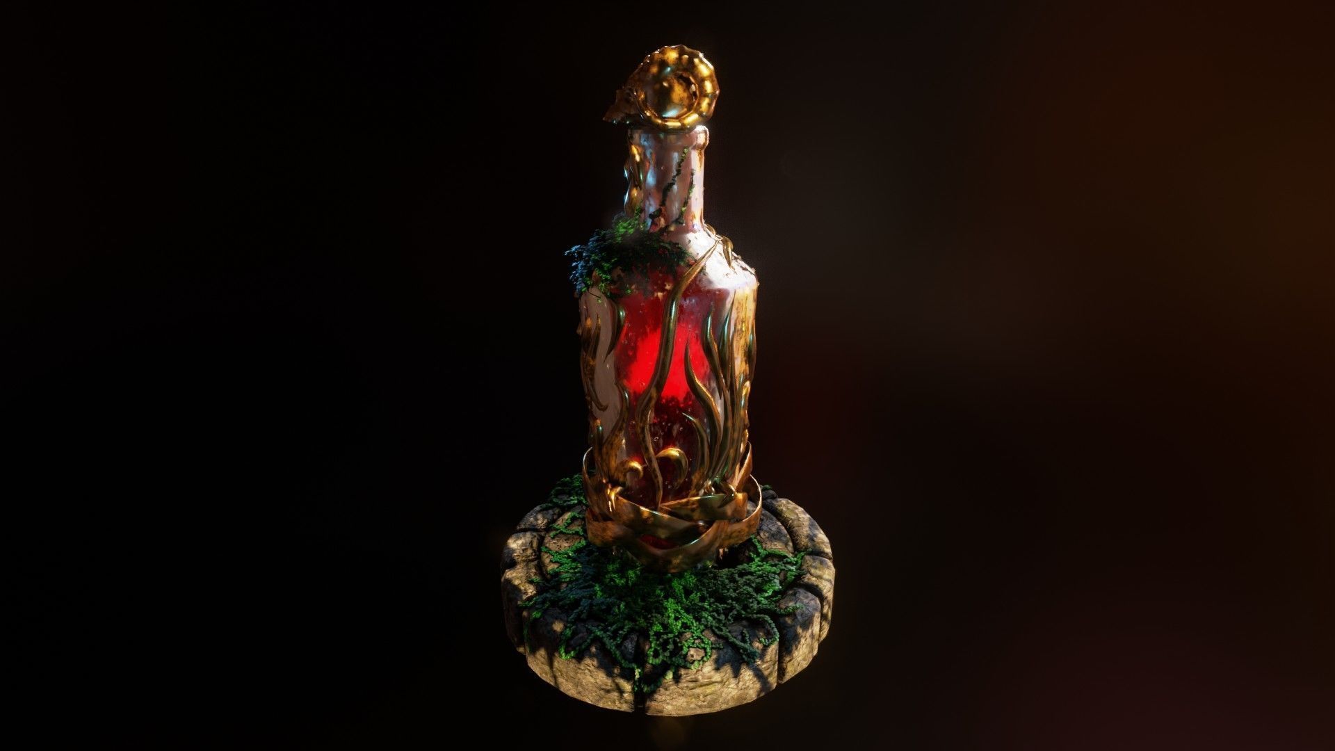 Fancy skull bottle Low-poly 3D model_6