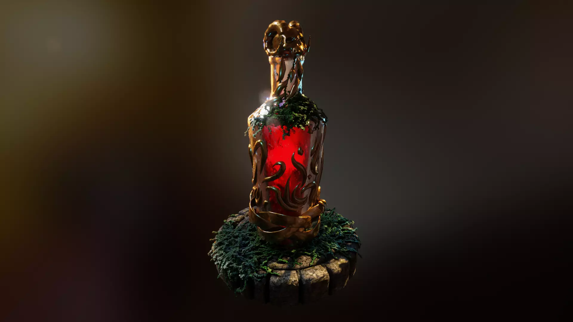 Fancy skull bottle Low-poly 3D model_0