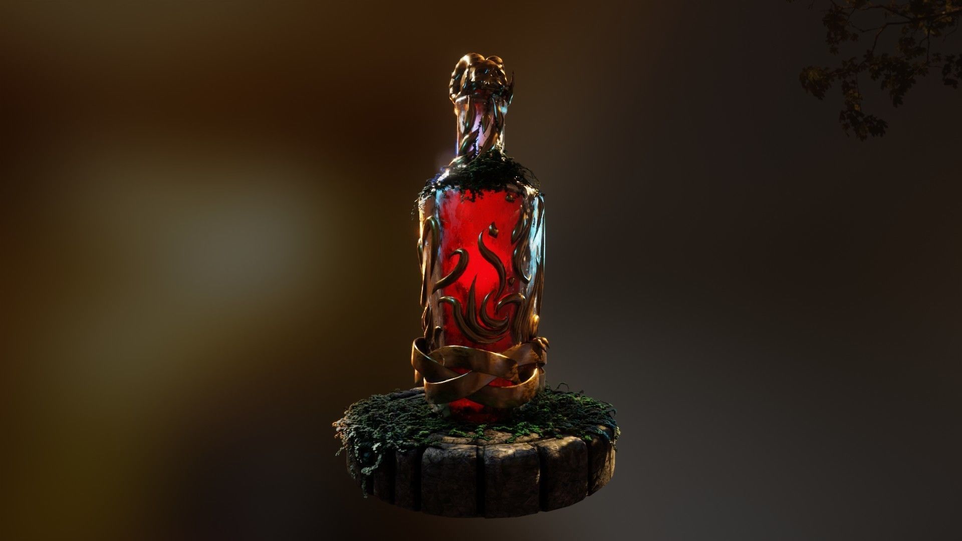 Fancy skull bottle Low-poly 3D model_15