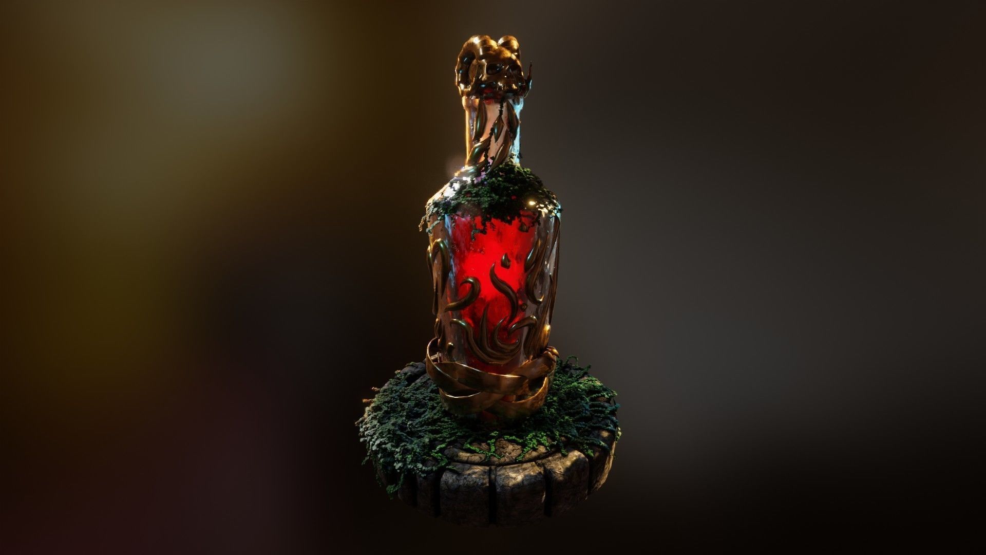 Fancy skull bottle Low-poly 3D model_14