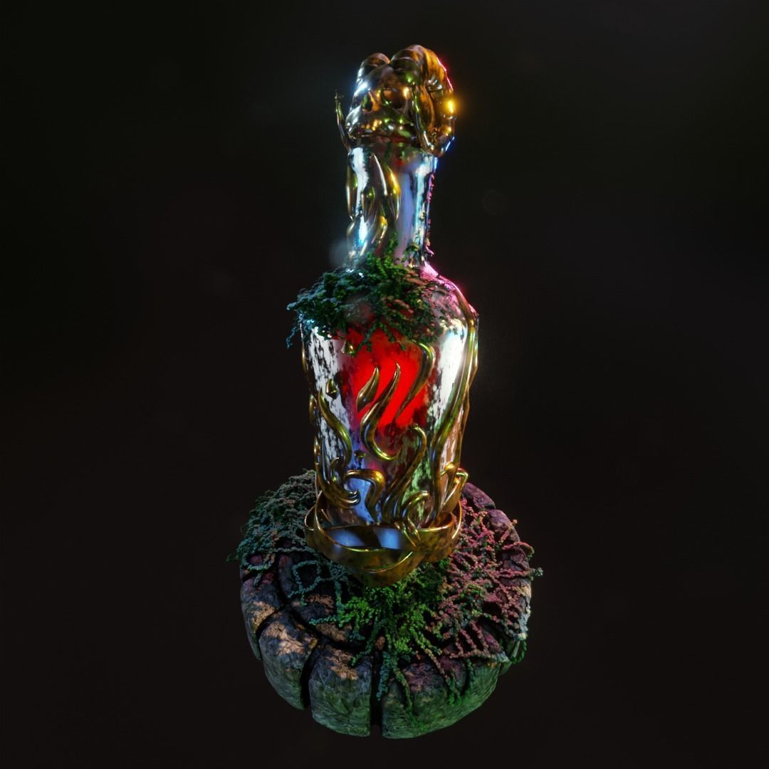 Fancy skull bottle Low-poly 3D model_43