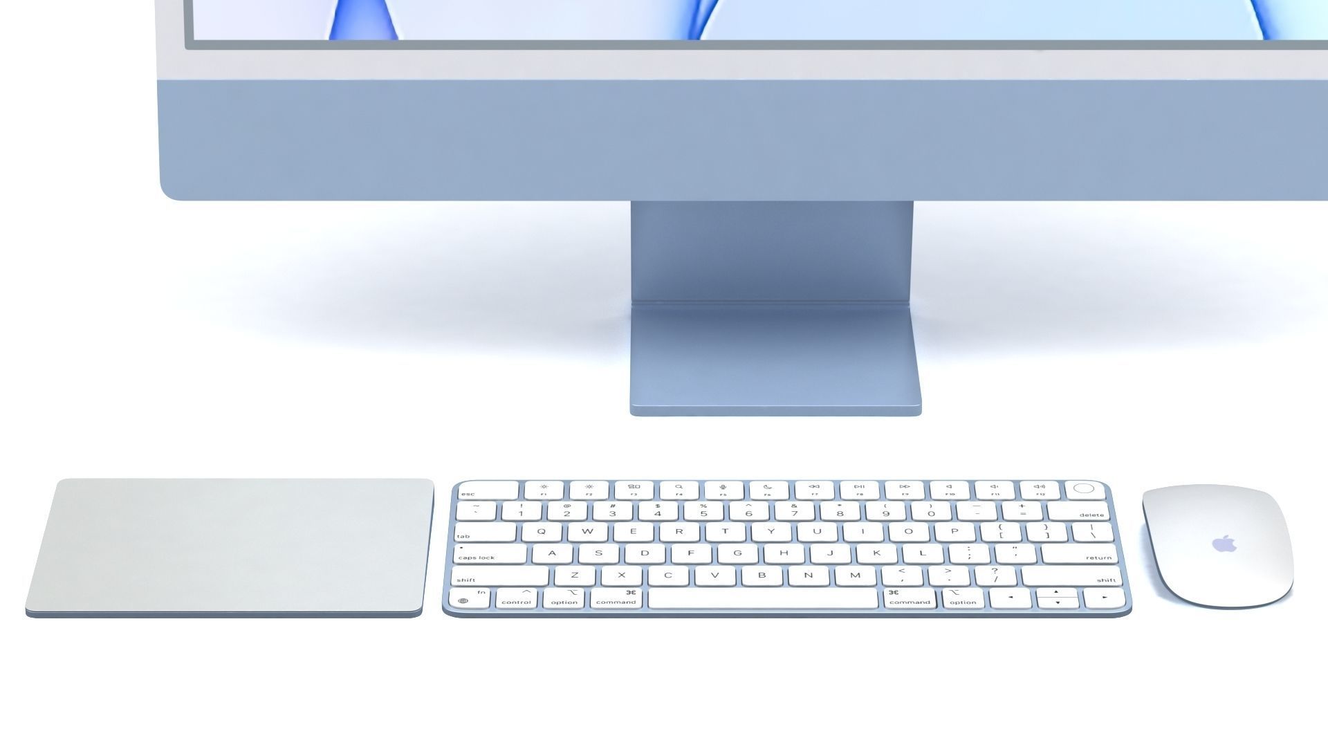 Apple iMac 24 inch 2021 Blue Keyboard Mouse Trackpad Low-poly 3D model_4