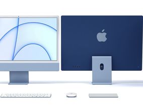 3D model Apple iMac 24 inch 2021 Pink Keyboard Mouse
