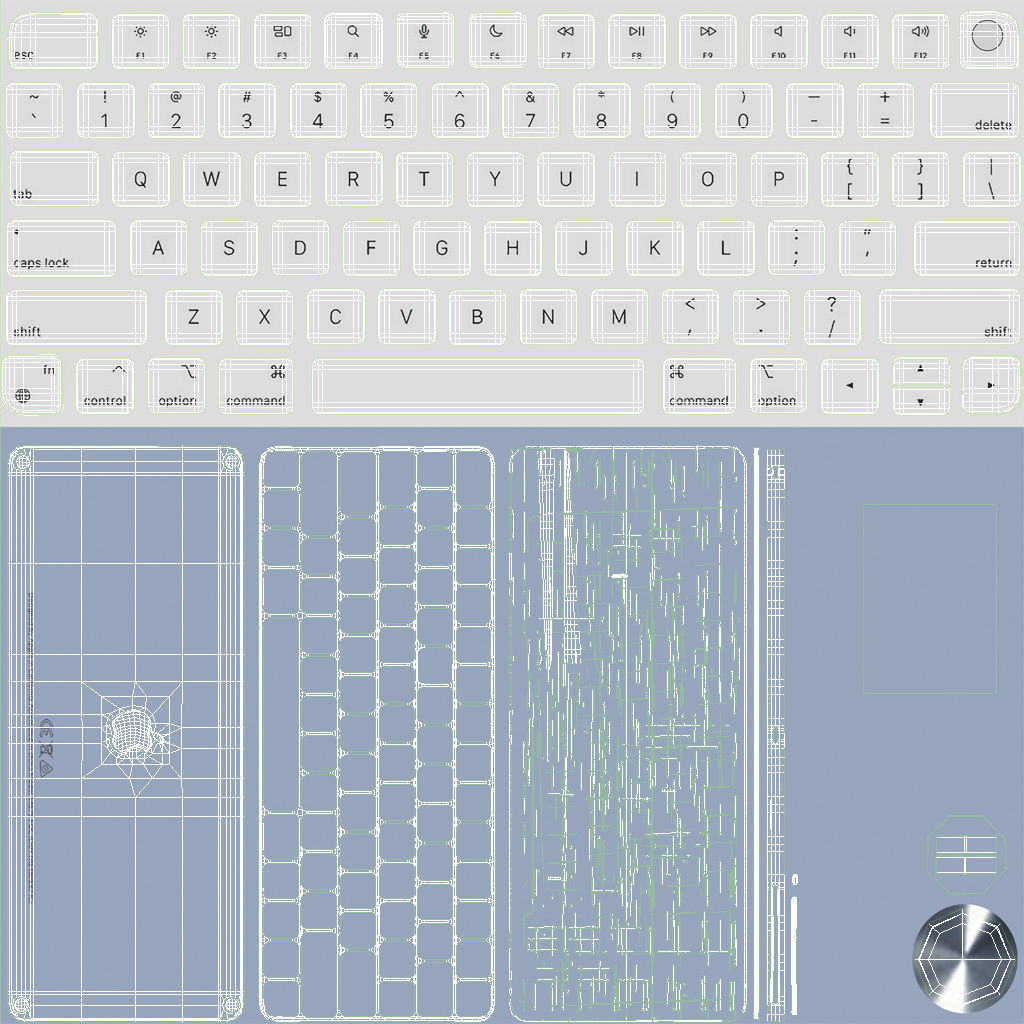 Apple iMac 24 inch 2021 Blue Keyboard Mouse Trackpad Low-poly 3D model_40