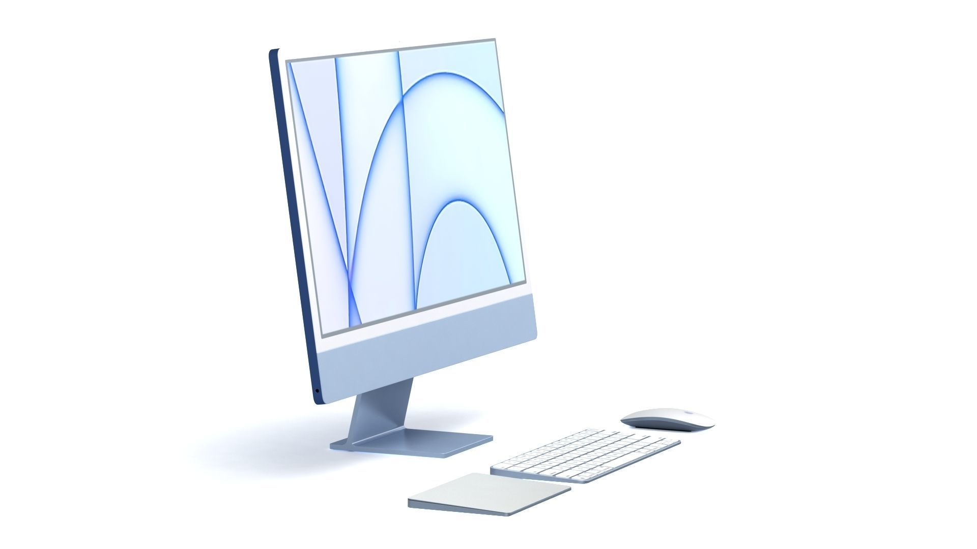 Apple iMac 24 inch 2021 Blue Keyboard Mouse Trackpad Low-poly 3D model_2