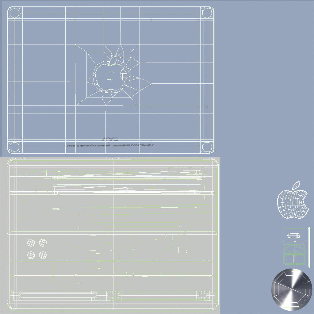 Apple iMac 24 inch 2021 Blue Keyboard Mouse Trackpad Low-poly 3D model_42