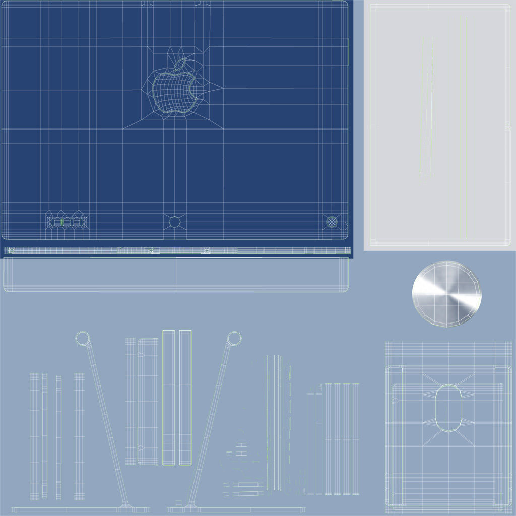 Apple iMac 24 inch 2021 Blue Keyboard Mouse Trackpad Low-poly 3D model_39