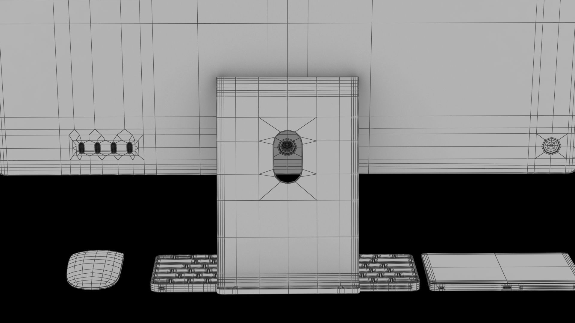 Apple iMac 24 inch 2021 Blue Keyboard Mouse Trackpad Low-poly 3D model_28