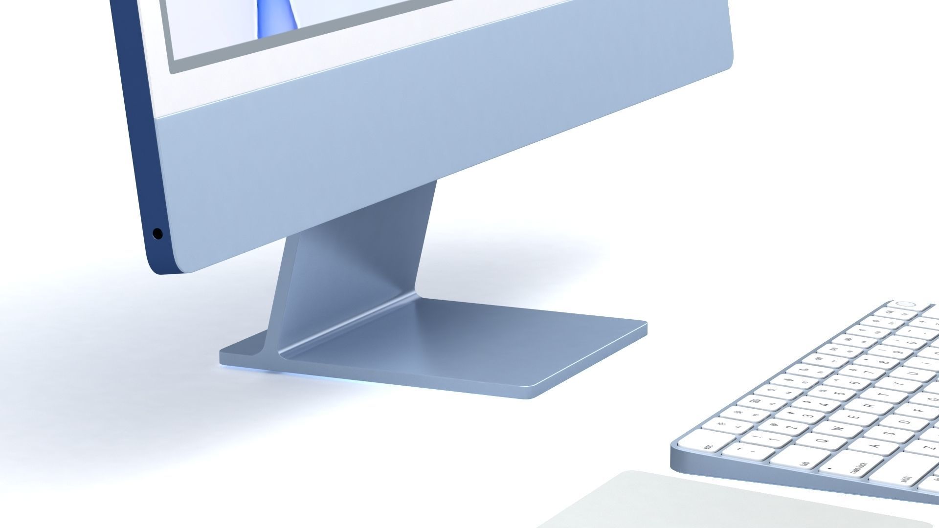 Apple iMac 24 inch 2021 Blue Keyboard Mouse Trackpad Low-poly 3D model_6