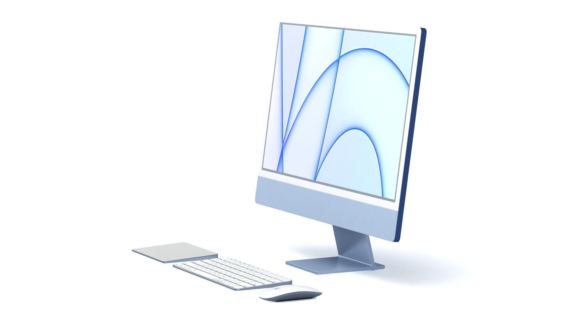 Apple iMac 24 inch 2021 Blue Keyboard Mouse Trackpad Low-poly 3D model_3